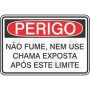 Perigo - não fume, nem use chama exposta após limite